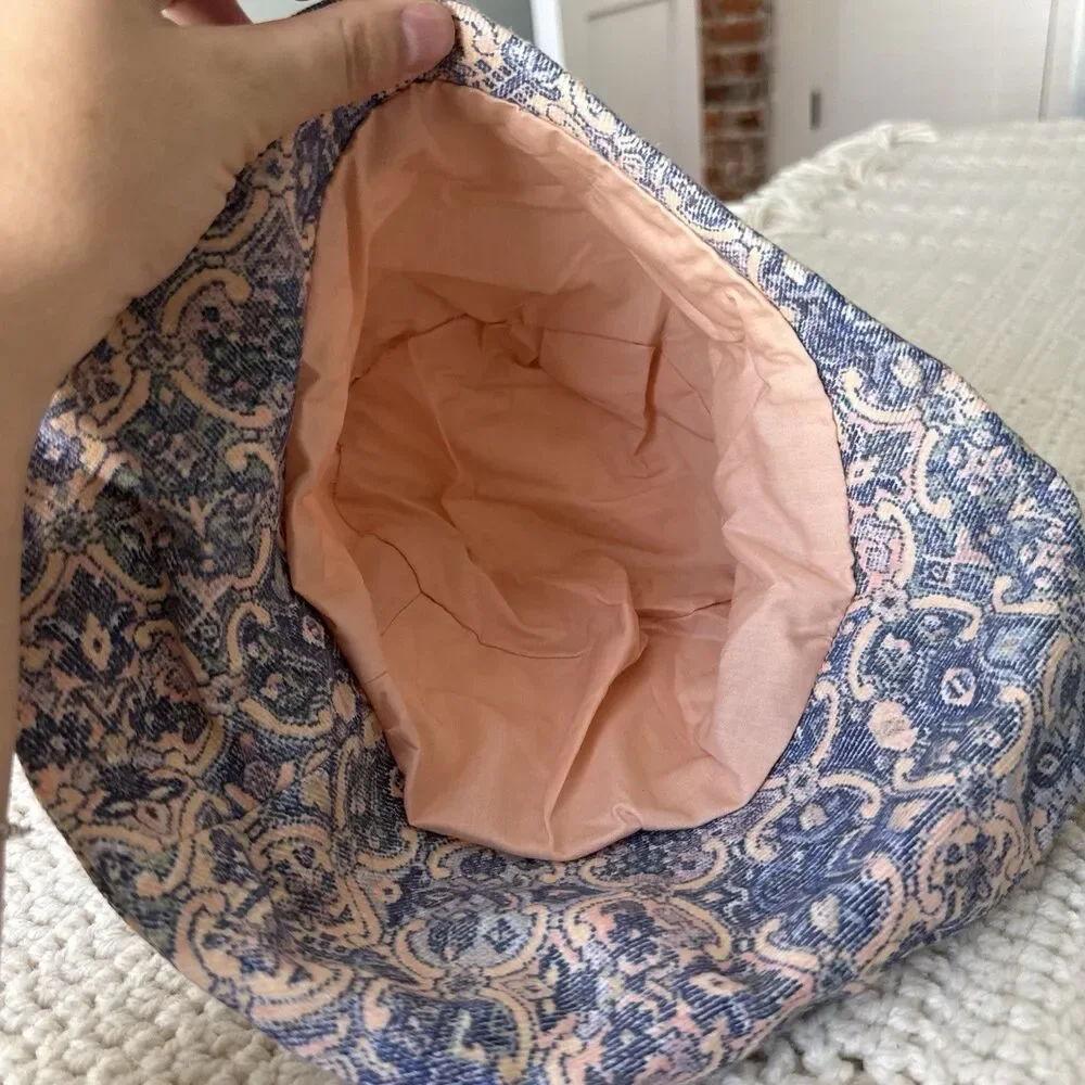 VTG 1990s Children’s Pastel Soft Denim Paisley Bucket Hat With Bow Pink Blue
